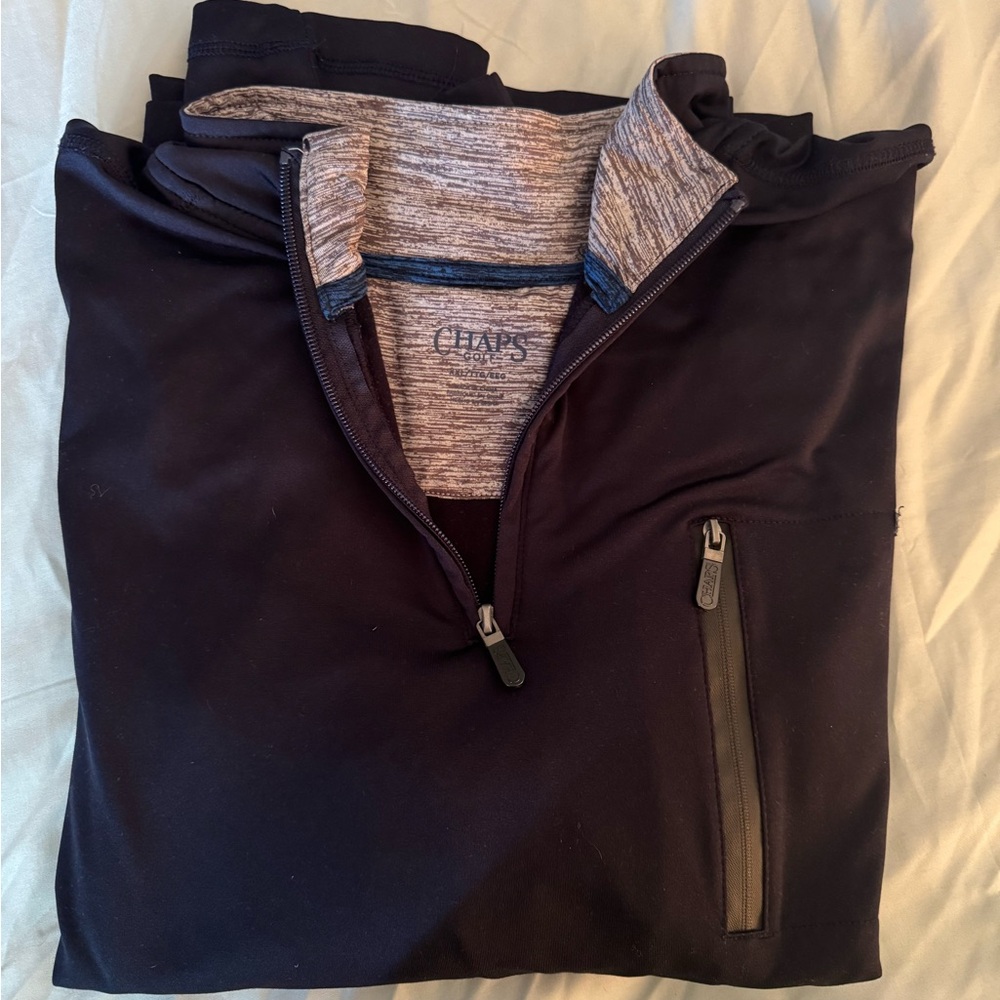 Chaps Navy and Gray Half-Zip Pullover